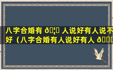 八字合婚有 🦄 人说好有人说不好（八字合婚有人说好有人 🐝 说不好什么意思）